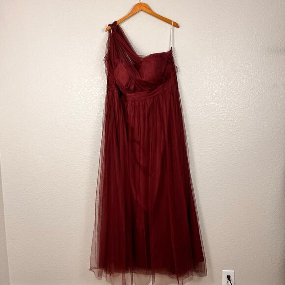 Revelry Gown Womens Size 28 Cherry Red Burgundy Tulle Maxi Bridesmaid Dress‎ - Picture 1 of 7